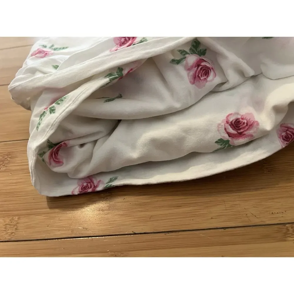 IKEA EMELINA KNOPP Full Size Duvet Cover pretty pink roses on white background